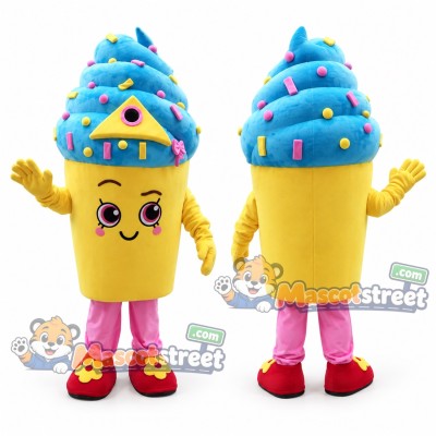 Blue Ice Cream Cup Mascot Costume with Pink Trousers Blue Ice Cream Cup Mascot Costume with Pink Trousers