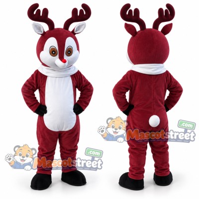 Burgundy Deer Mascot Costume Burgundy Deer Mascot Costume