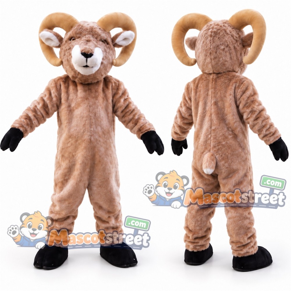 Tan Ram Mascot Costume Tan Ram Mascot Costume
