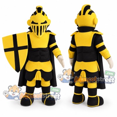 Knight Mascot Costume with Yellow and Black Armor Knight Mascot Costume with Yellow and Black Armor