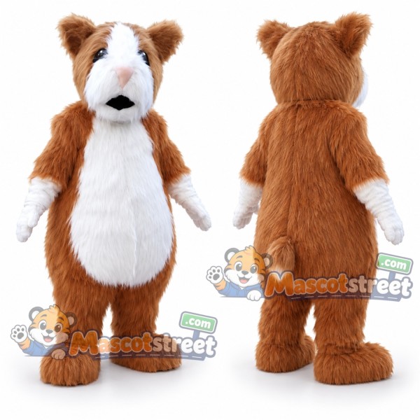 Brown and White Guinea Pig Mascot Costume