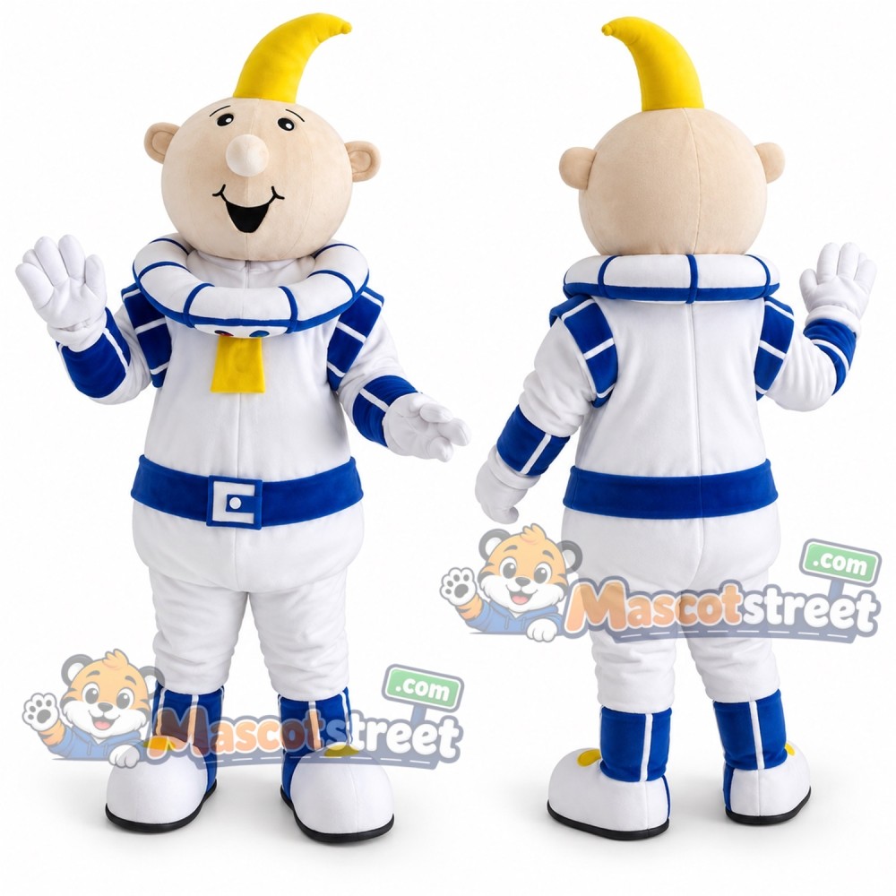 Astronaut Mascot Costume with White and Blue Space Suit Astronaut Mascot Costume with White and Blue Space Suit