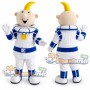 Astronaut Mascot Costume with White and Blue Space Suit