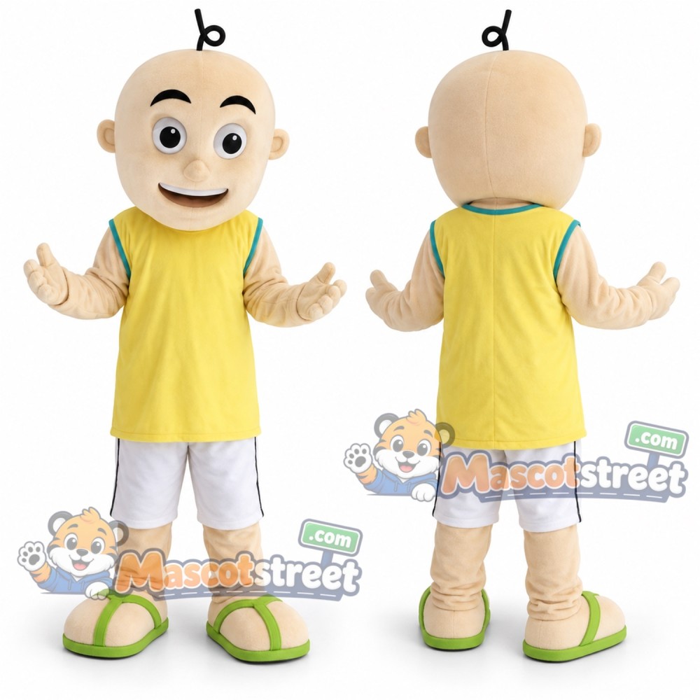 Boy Mascot Costume with Yellow Shirt and White Shorts