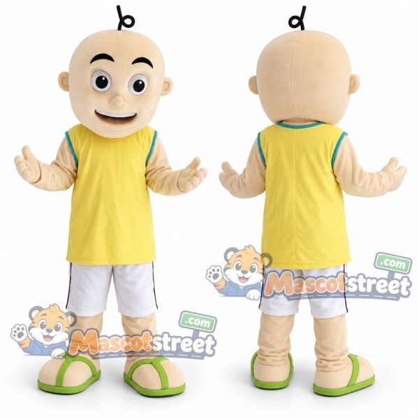 Boy Mascot Costume with Yellow Shirt and White Shorts