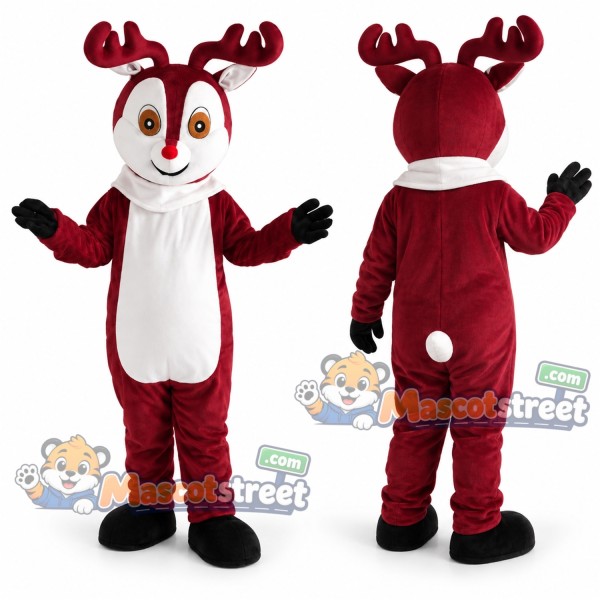 Burgundy Reindeer Mascot Costume