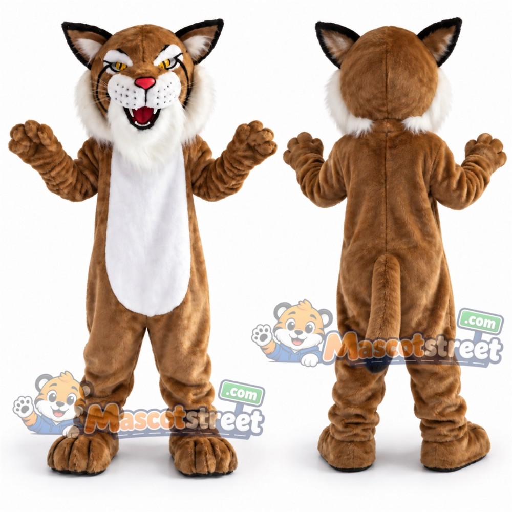 Brown Bobcat Mascot Costume