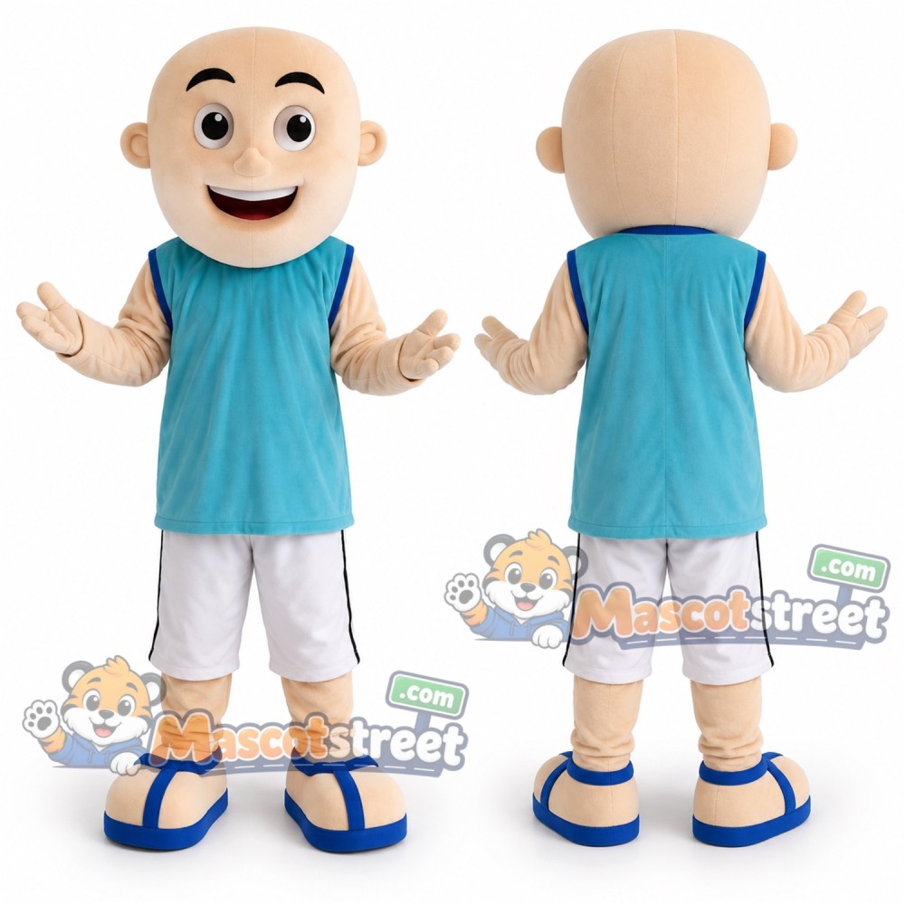 Boy Mascot Costume with Teal Shirt and White Shorts