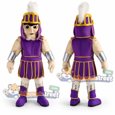 Knight Mascot Costume with Purple Armor and Helmet