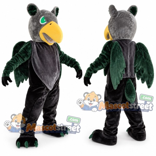 Gray and Green Griffin Mascot Costume