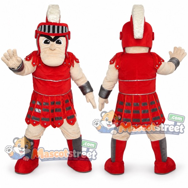 Knight Mascot Costume with Red Armor and Helmet
