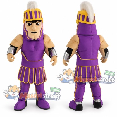 Knight Mascot Costume with Purple Armor and Helmet