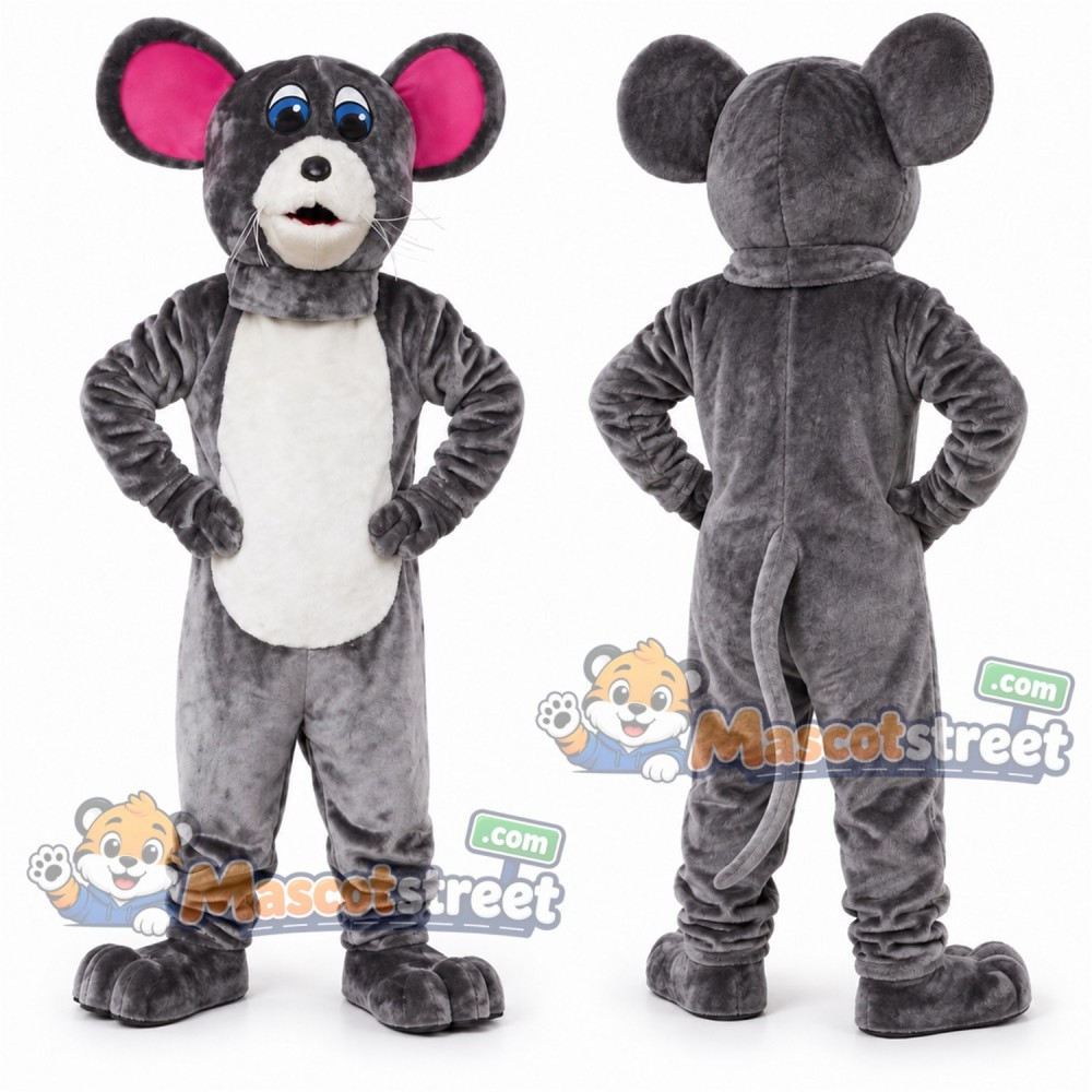 Gray Mouse Mascot Costume Gray Mouse Mascot Costume
