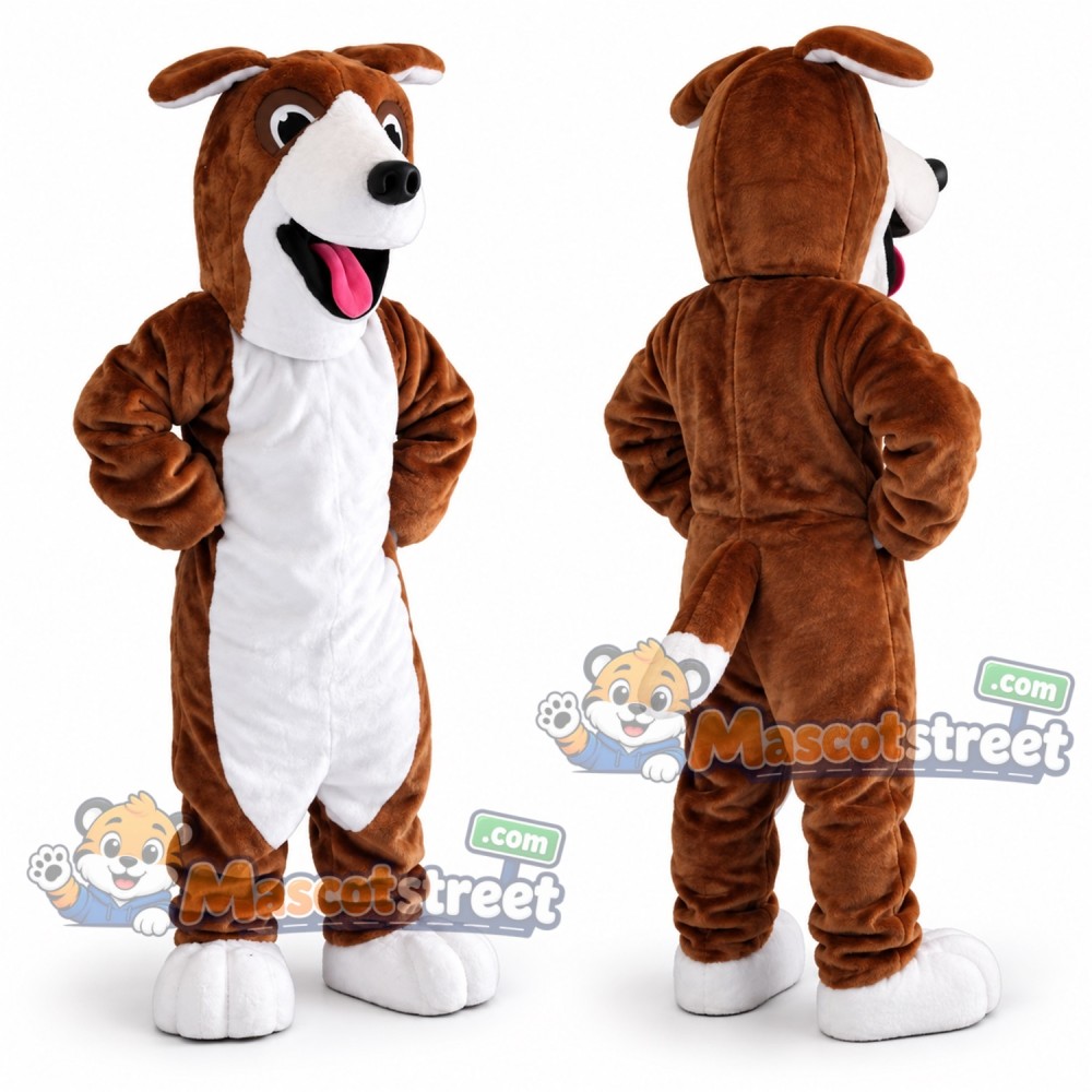 Brown and White Dog Mascot Costume Brown and White Dog Mascot Costume