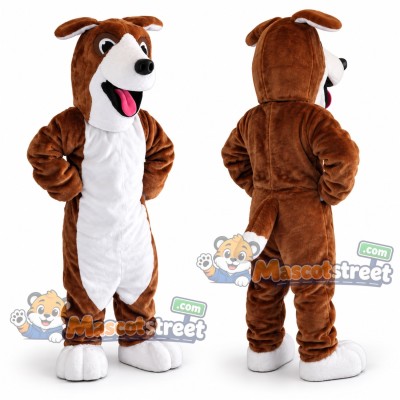 Brown and White Dog Mascot Costume Brown and White Dog Mascot Costume