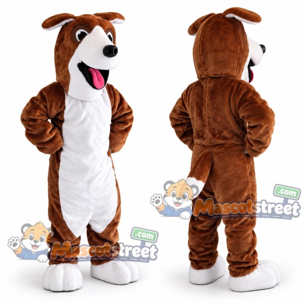Brown and White Dog Mascot Costume