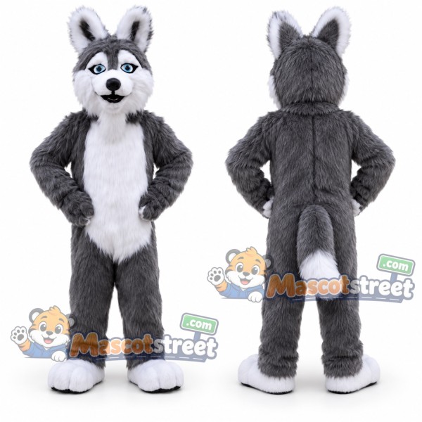 Gray Husky Mascot Costume