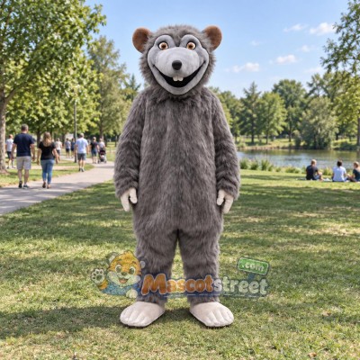Gray Bear Mascot Costume