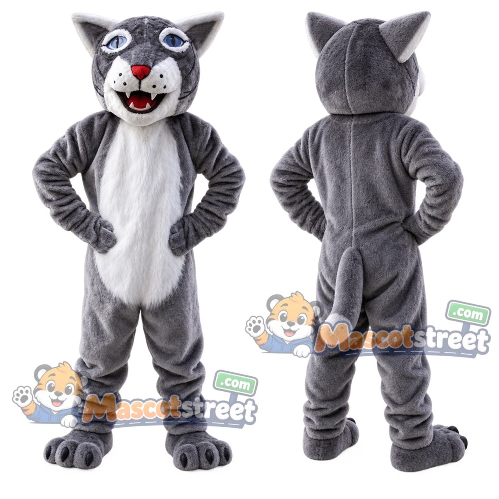 Gray Bobcat Mascot Costume