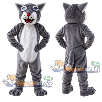 Gray Bobcat Mascot Costume