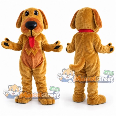 Tan Dog Mascot Costume with Red Tie Tan Dog Mascot Costume with Red Tie