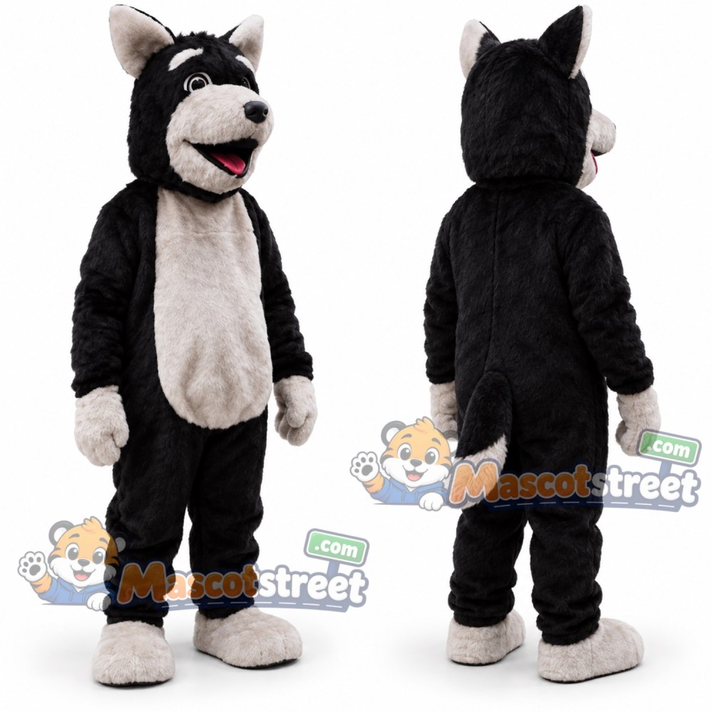 Black and White Dog Mascot Costume Black and White Dog Mascot Costume