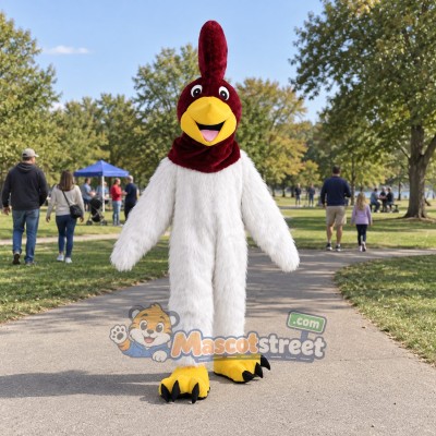 White and Burgundy Roadrunner Mascot Costume White and Burgundy Roadrunner Mascot Costume