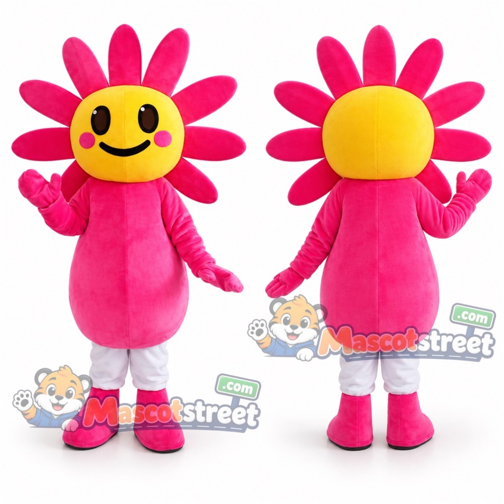 Pink Flower Mascot Costume Pink Flower Mascot Costume