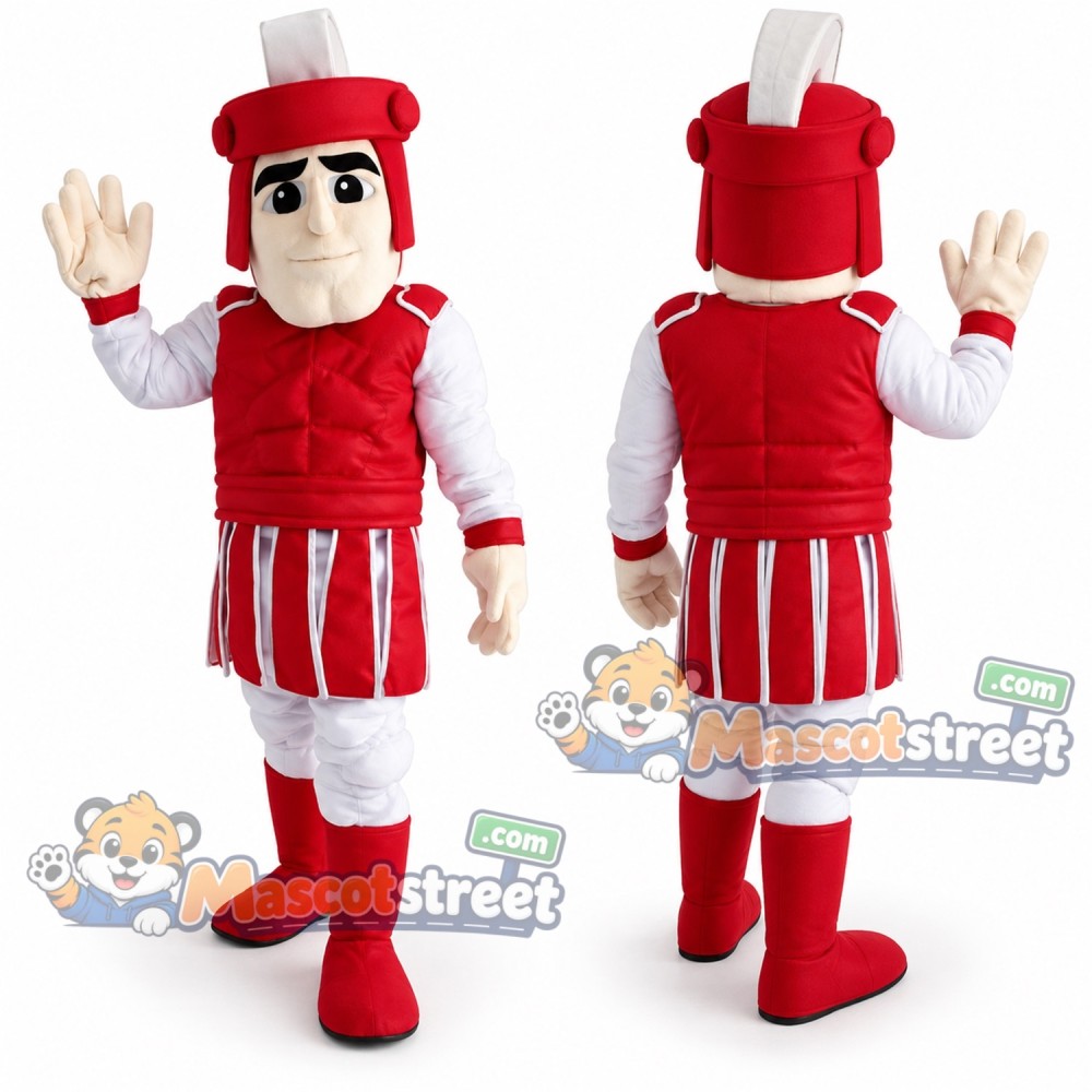 Knight Mascot Costume with Red Armor and Helmet Knight Mascot Costume with Red Armor and Helmet