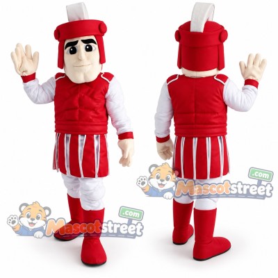 Knight Mascot Costume with Red Armor and Helmet Knight Mascot Costume with Red Armor and Helmet