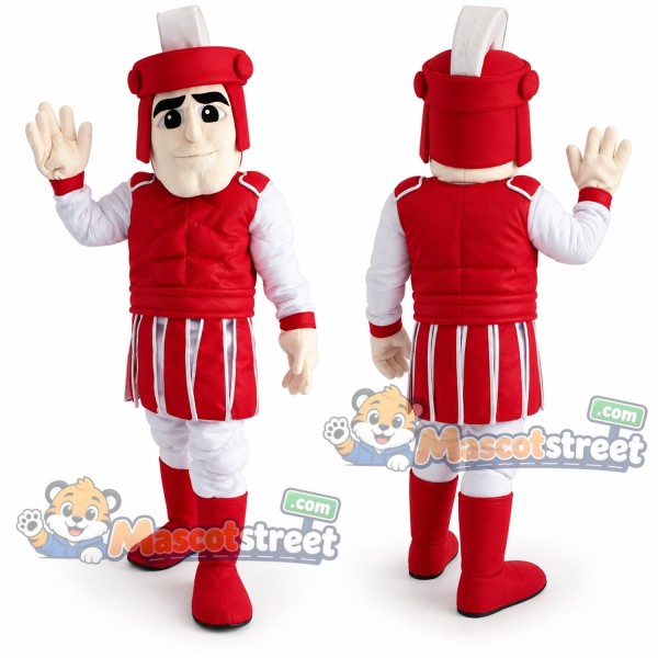 Knight Mascot Costume with Red Armor and Helmet
