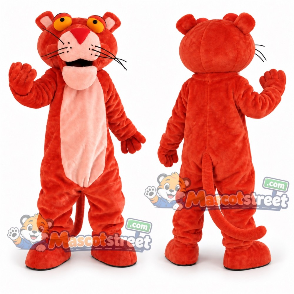 Red Panther Mascot Costume Red Panther Mascot Costume
