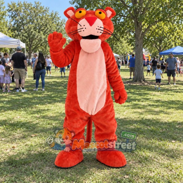 Red Panther Mascot Costume