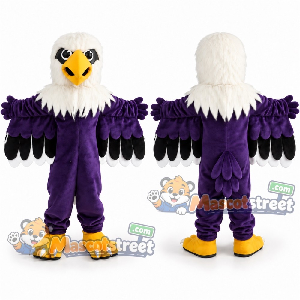 Purple and White Eagle Mascot Costume