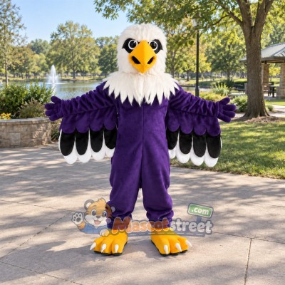 Purple and White Eagle Mascot Costume Purple and White Eagle Mascot Costume