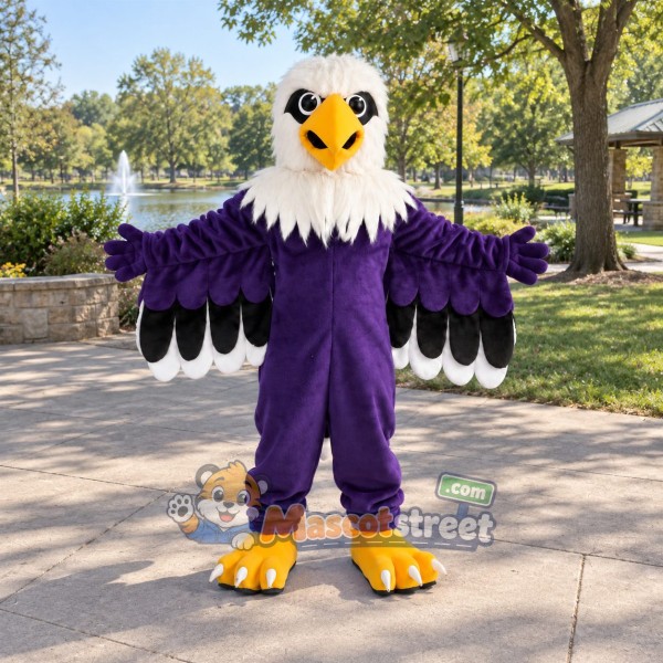 Purple and White Eagle Mascot Costume