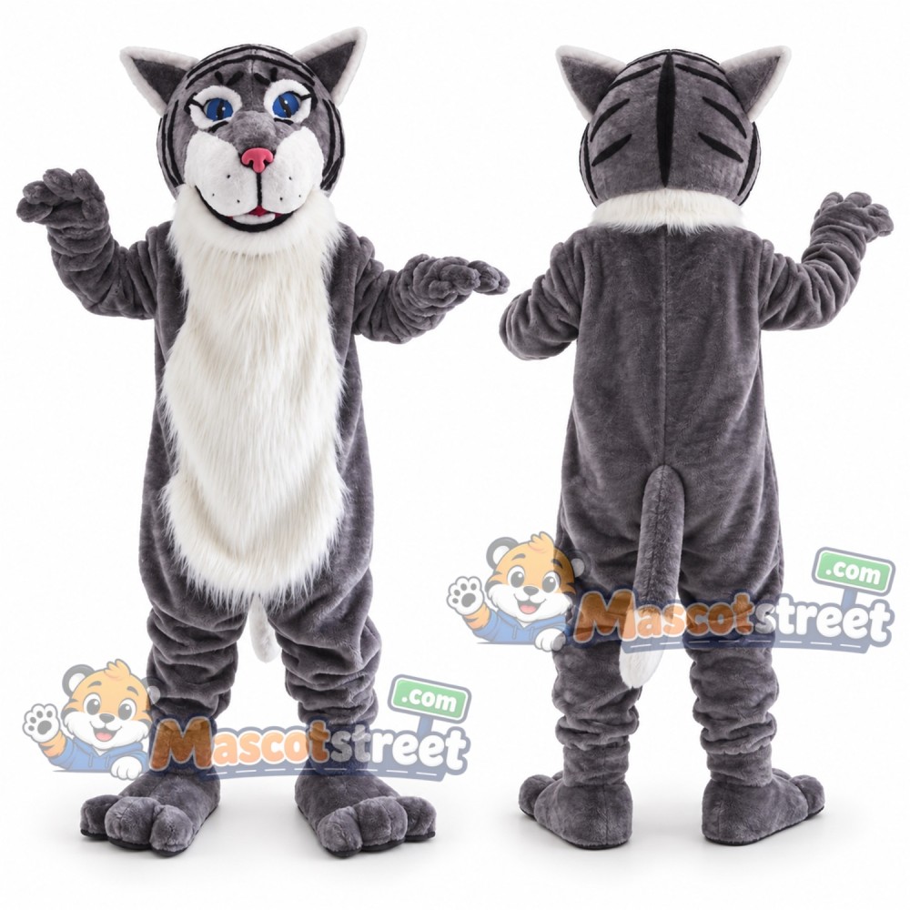 Gray Cat Mascot Costume Gray Cat Mascot Costume