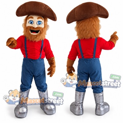 Cowboy Mascot Costume with Red Shirt, Blue Trousers and Brown Hat Cowboy Mascot Costume with Red Shirt, Blue Trousers and Brown Hat