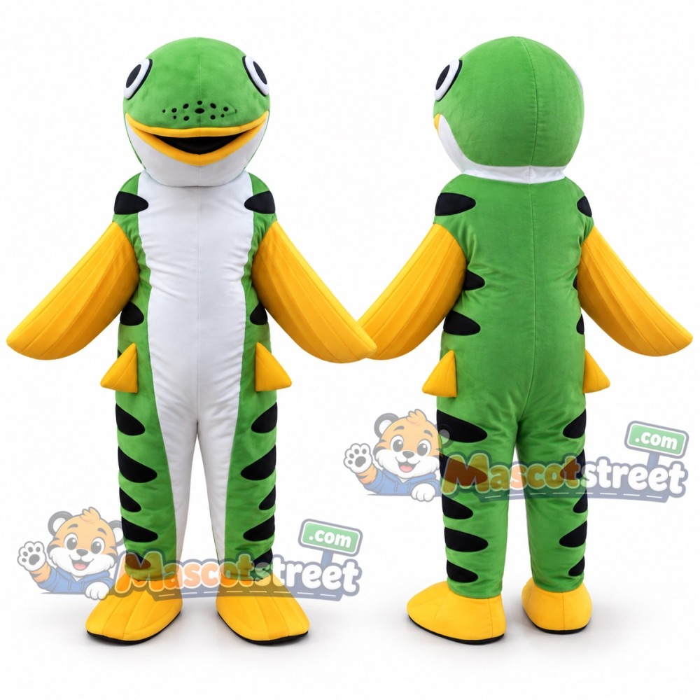 Green Fish Mascot Costume Green Fish Mascot Costume