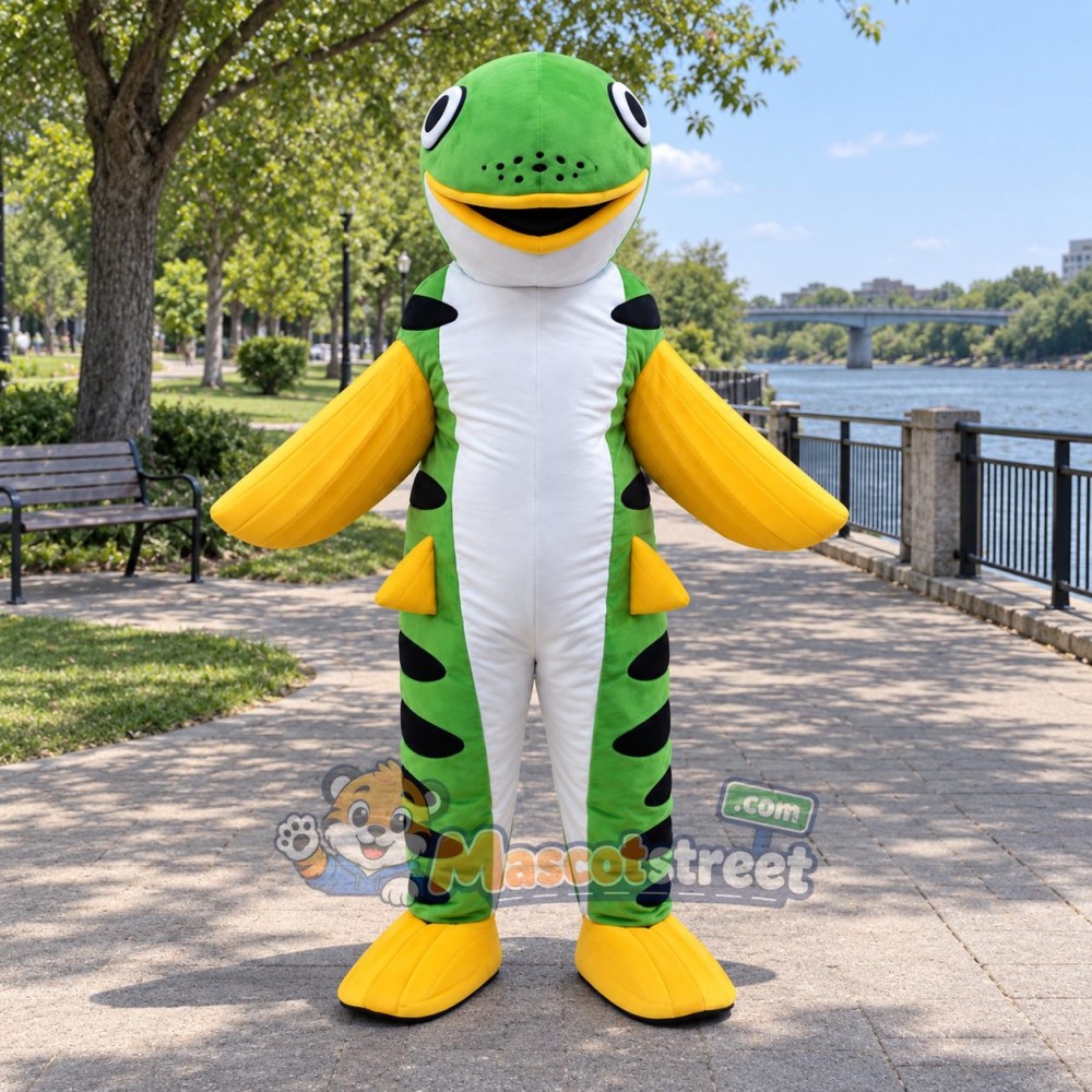 Green Fish Mascot Costume Green Fish Mascot Costume