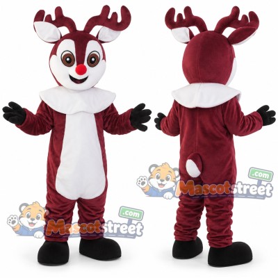 Burgundy Reindeer Mascot Costume Burgundy Reindeer Mascot Costume