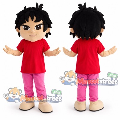 Child Mascot Costume with Red Shirt and Pink Trousers