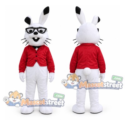 White Rabbit Mascot Costume with Red Jacket White Rabbit Mascot Costume with Red Jacket