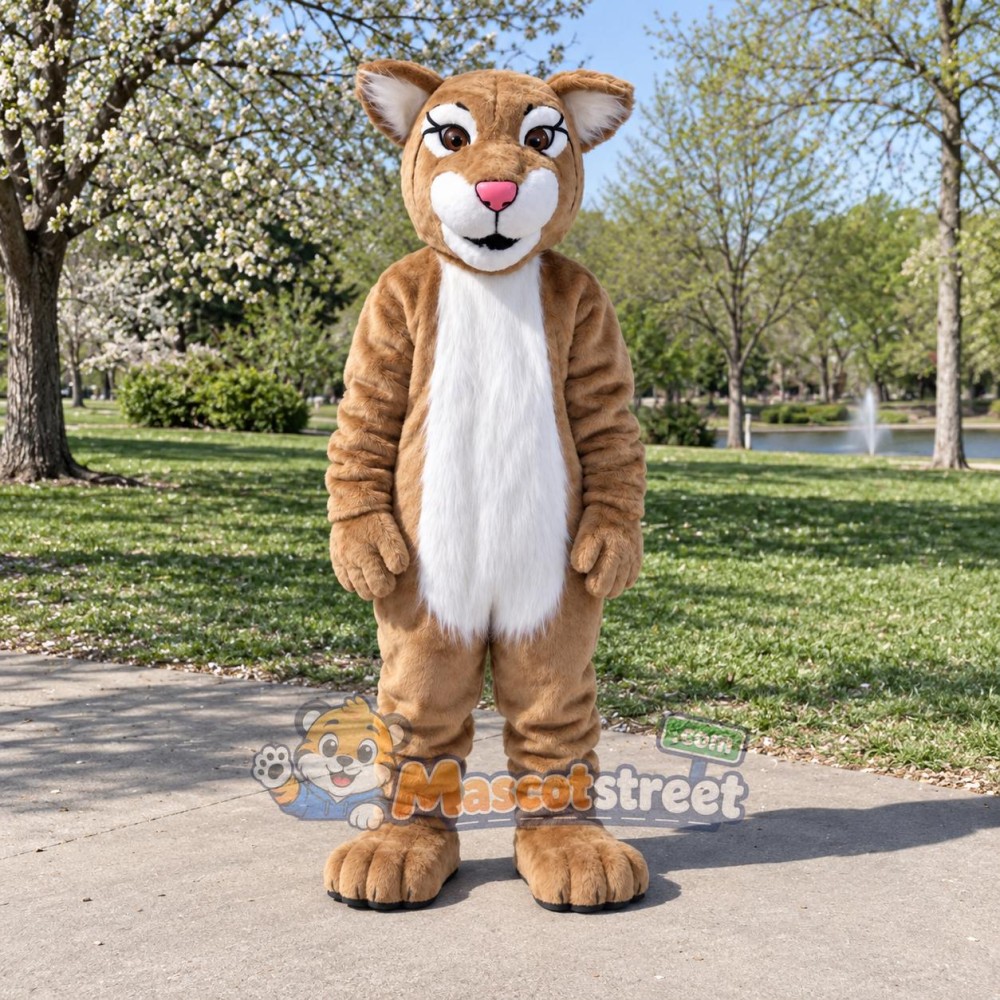 Tan Bobcat Mascot Costume Tan Bobcat Mascot Costume