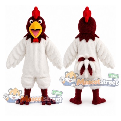 White Rooster Mascot Costume White Rooster Mascot Costume