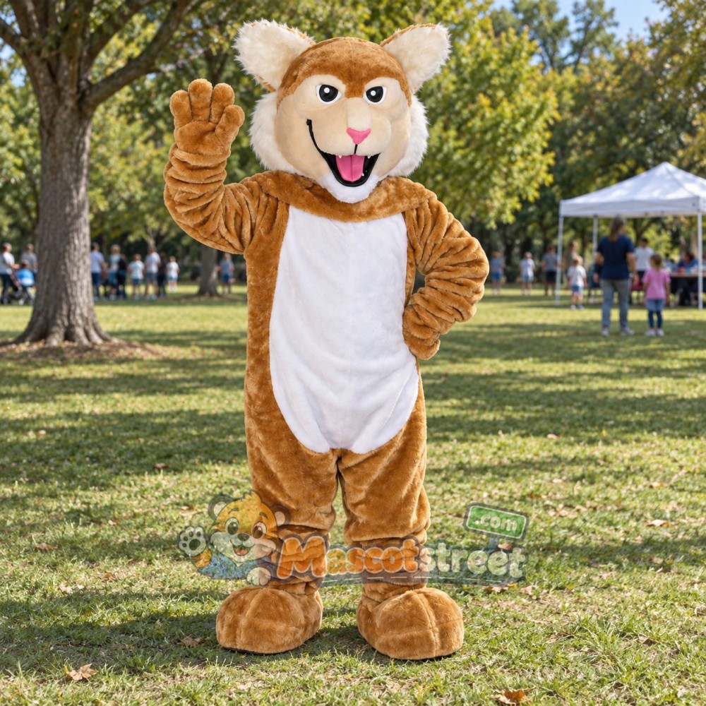Tan Cougar Mascot Costume Tan Cougar Mascot Costume