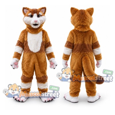 Brown and White Cat Mascot Costume Brown and White Cat Mascot Costume