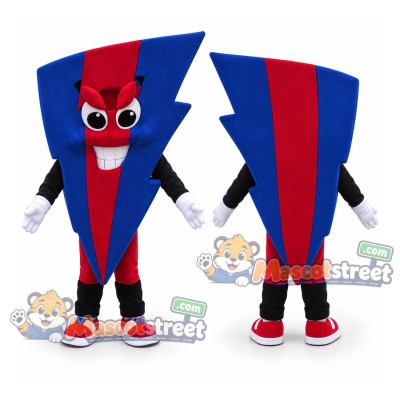 Red and Blue Lightning Bolt Mascot Costume Red and Blue Lightning Bolt Mascot Costume