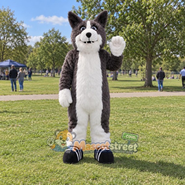 Gray Husky Mascot Costume