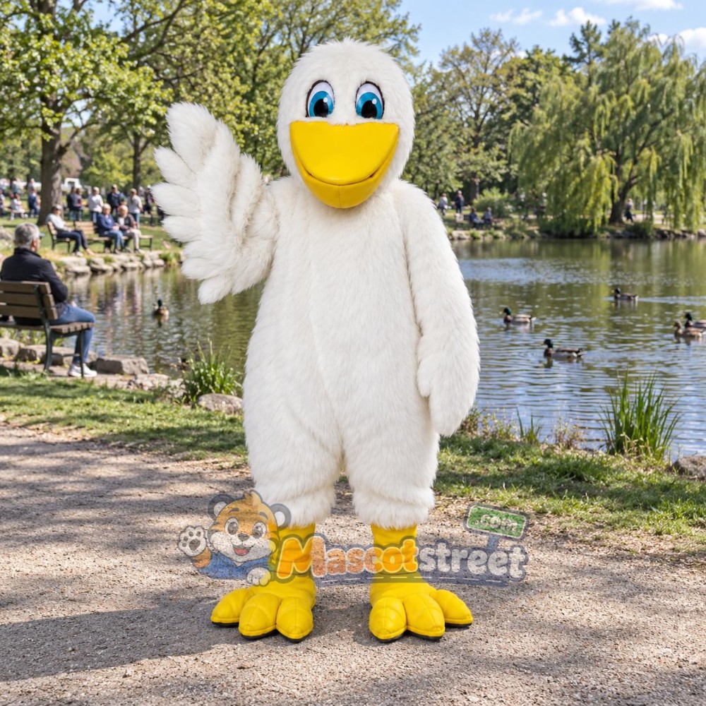 White Pelican Mascot Costume White Pelican Mascot Costume